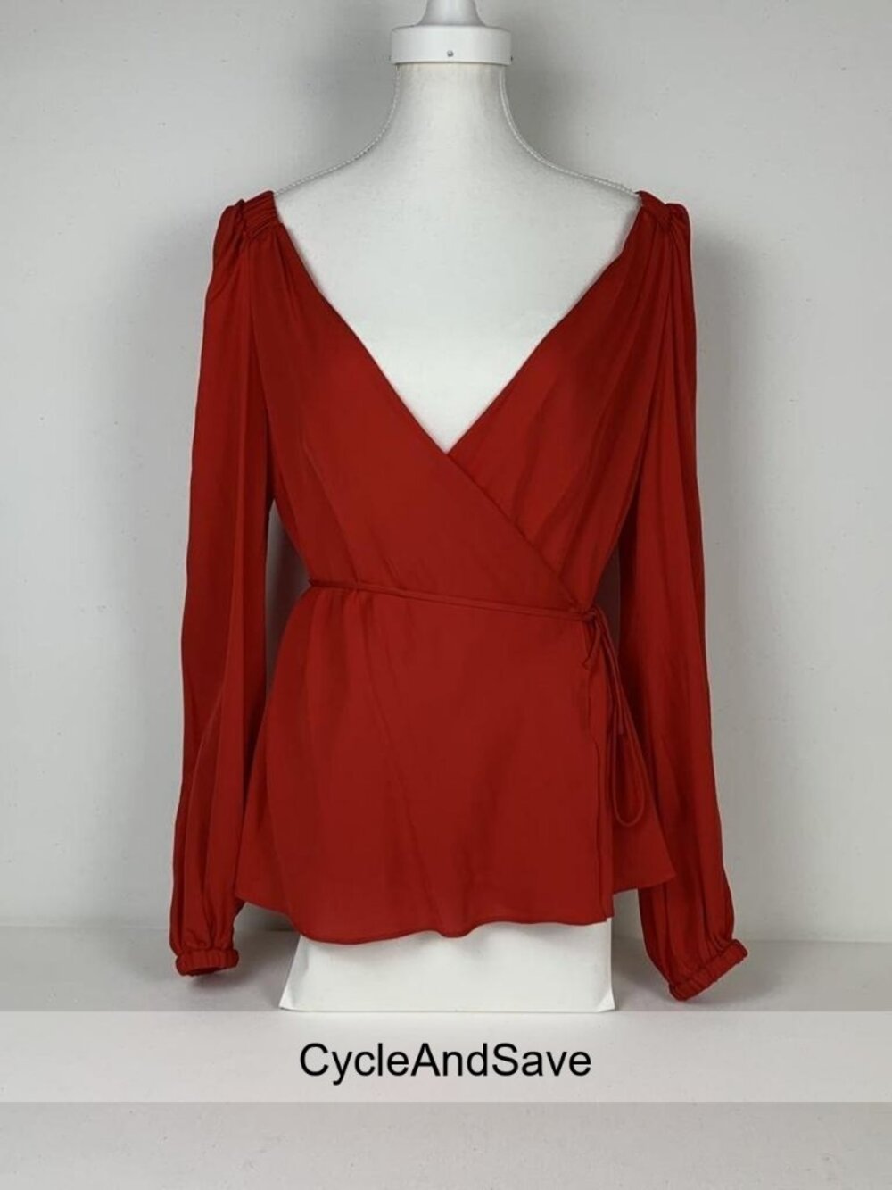 Milly Red Wrap Silk Blouse - Size 4, New with Tags, Perfect Workwear Top!